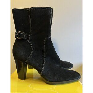 10M Circa Joan & David CJ Chelsey Suede Boots Black Tall Rounded Toe